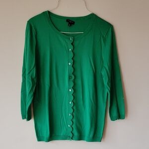 Talbots Vibrant Green Cardigan Sweater